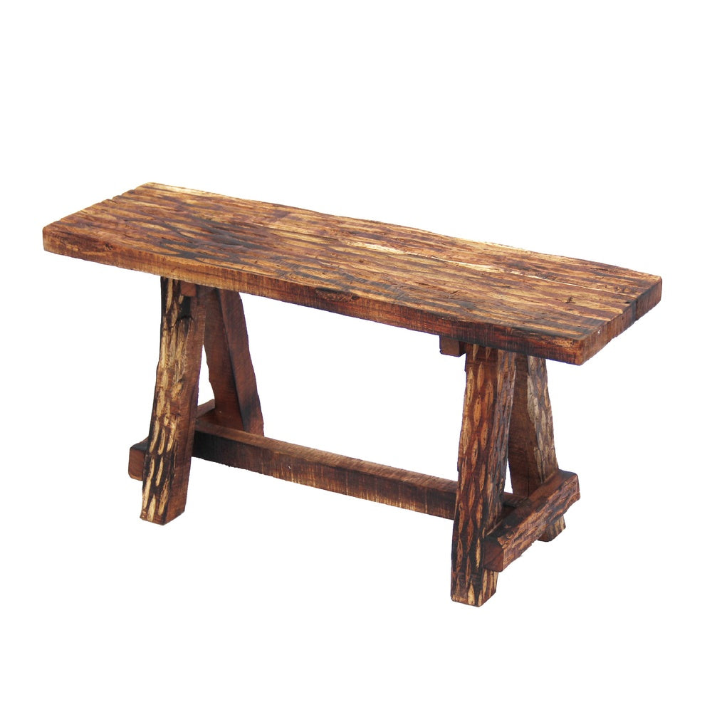 Wooden Garden Patio Bench With Retro Etching, Cappuccino Brown By The Urban Port