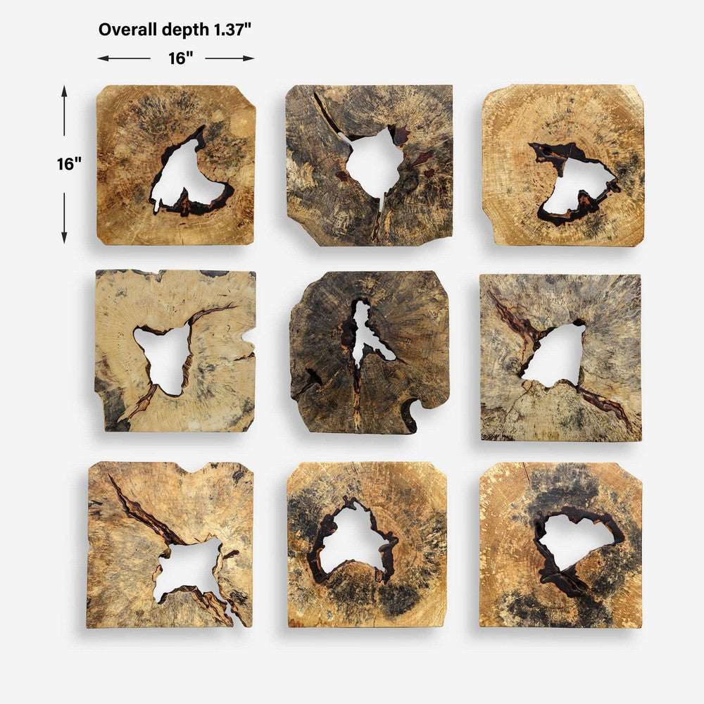 Uttermost Bahati Wood Wall Décor In Natural Set/9