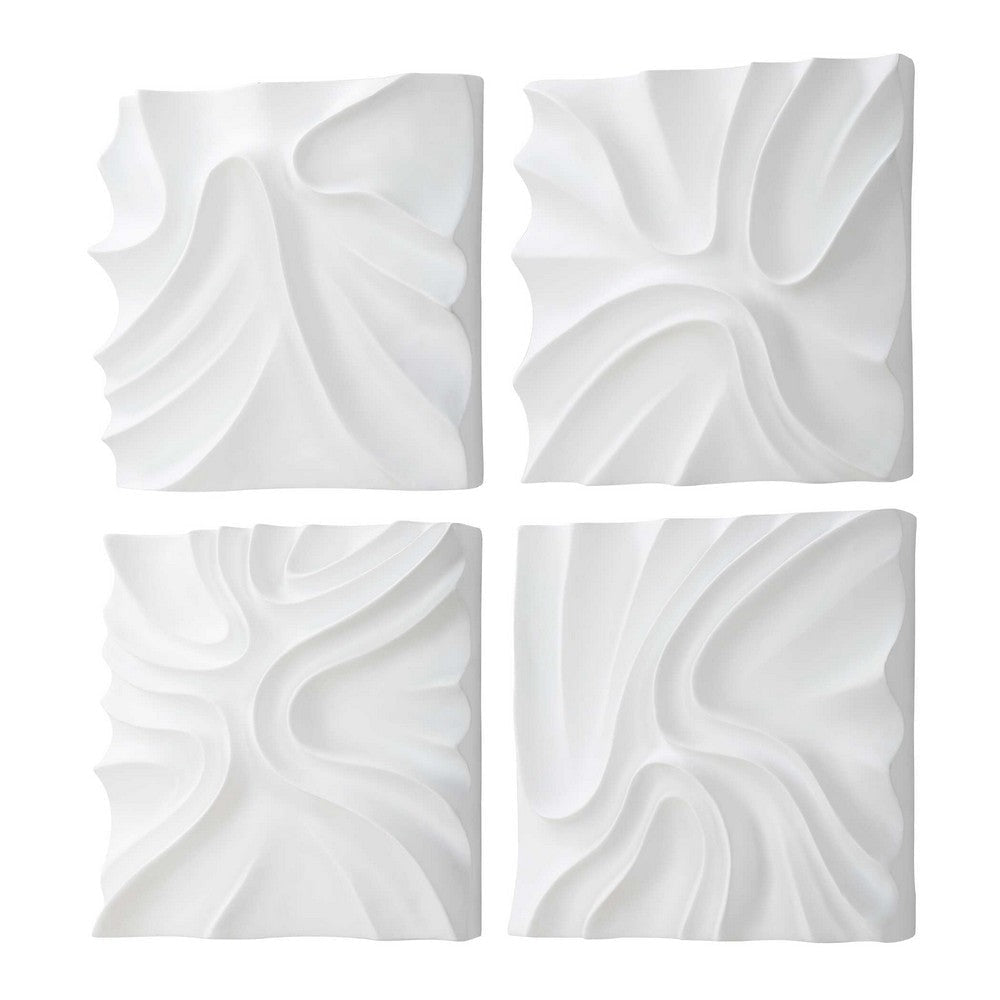 Uttermost Snowdrift Sculpted White Wall Decor Set/4 UT-04368