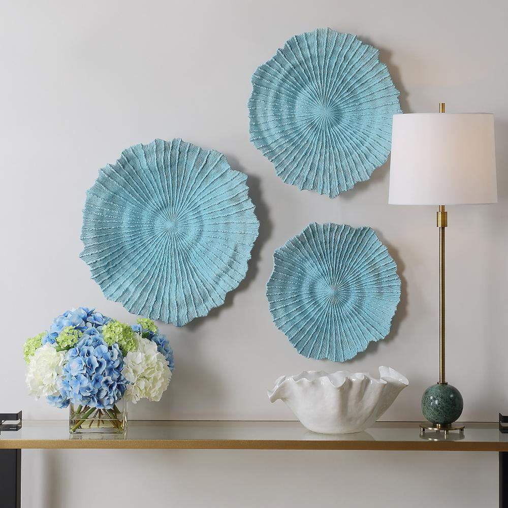 Uttermost 04378 Ocean Gems 22’’ Tall Polyresin Abstract Sculpture - Set of 3 - Blue UT-04378