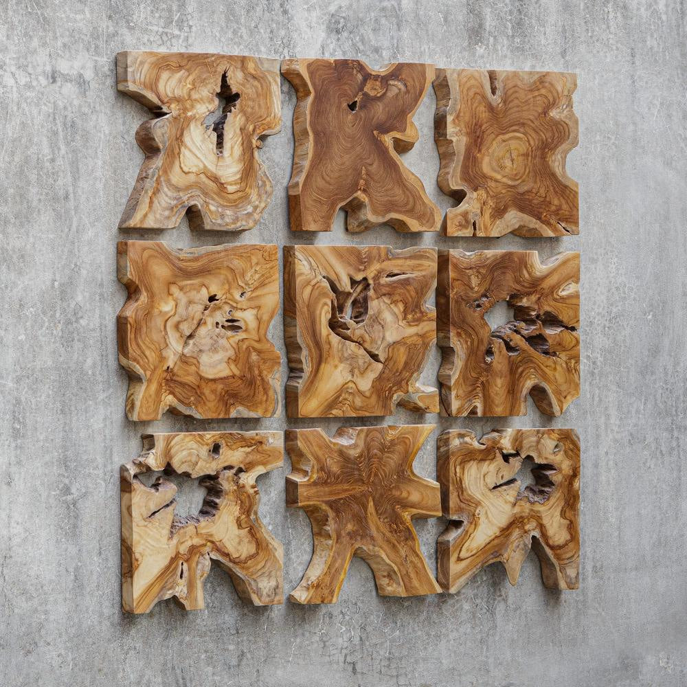 Uttermost 04379 Talia 16’’ x 16’’ Frameless Decorative Panels - Set of 9 - Brown UT-04379
