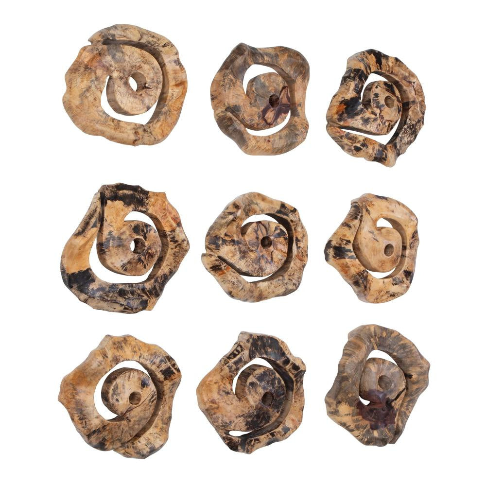 Uttermost 04381 Corkscrew 14’’ Tall Wood Abstract Sculpture - Set of 9 - Brown UT-04381