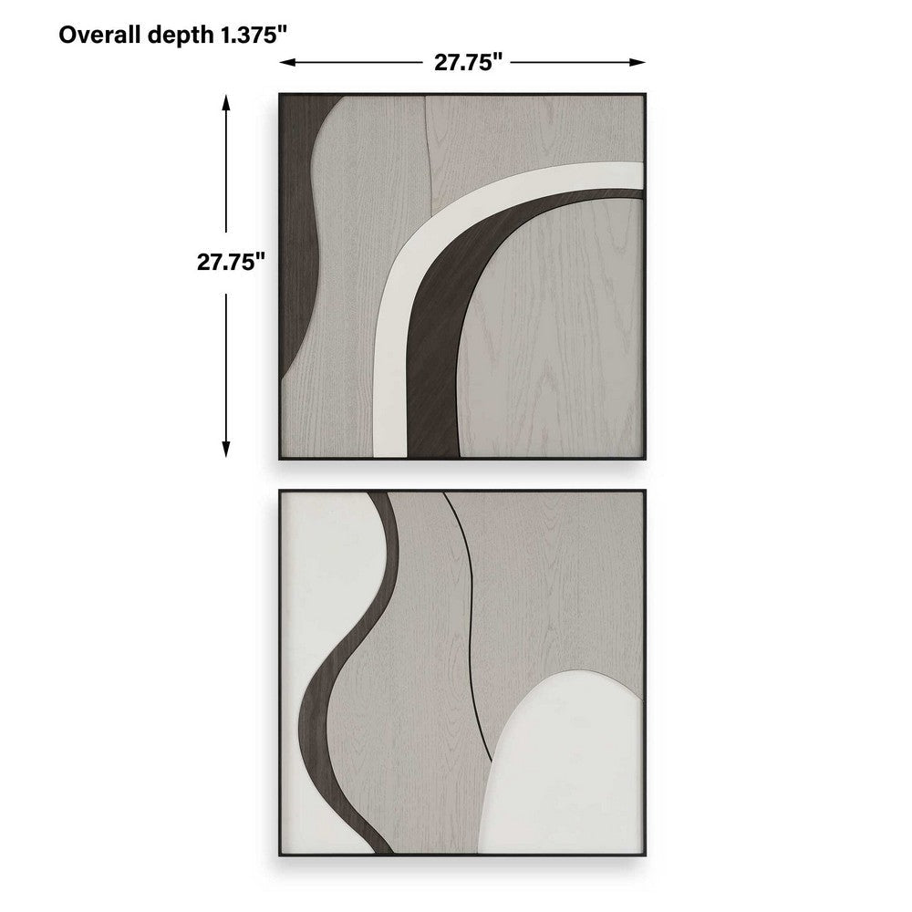 Uttermost Joel Modern Wood Wall Art Set/2 UT-04387