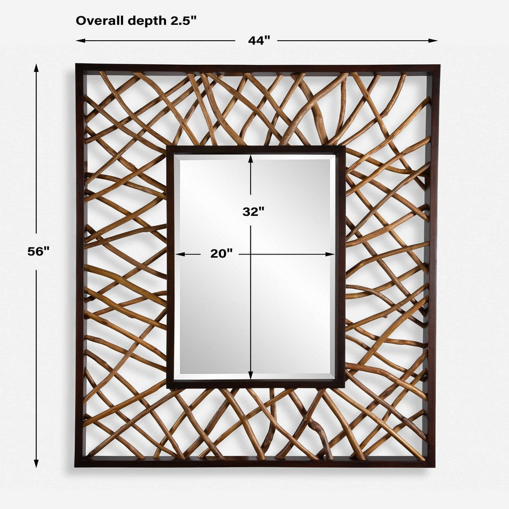 Uttermost Teak Maze Rectangle Mirror UT-08184