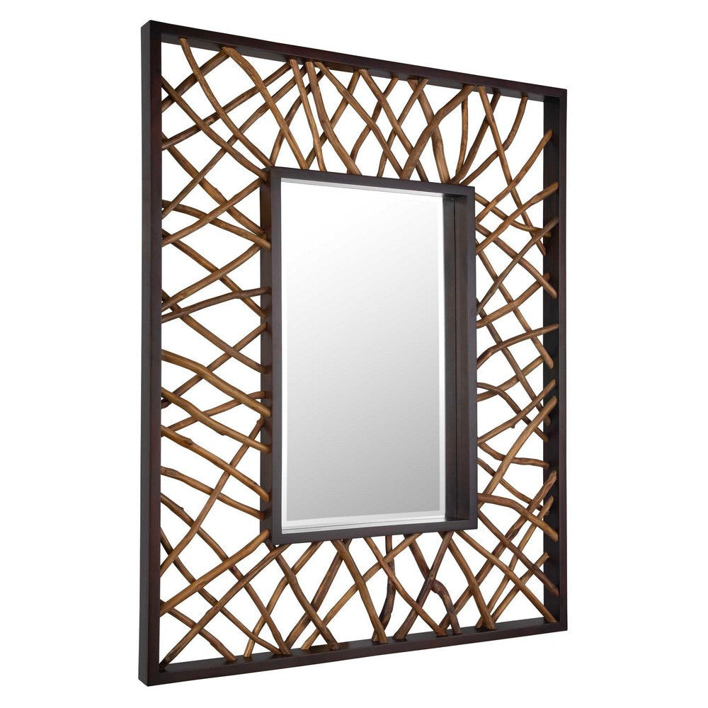 Uttermost Teak Maze Rectangle Mirror