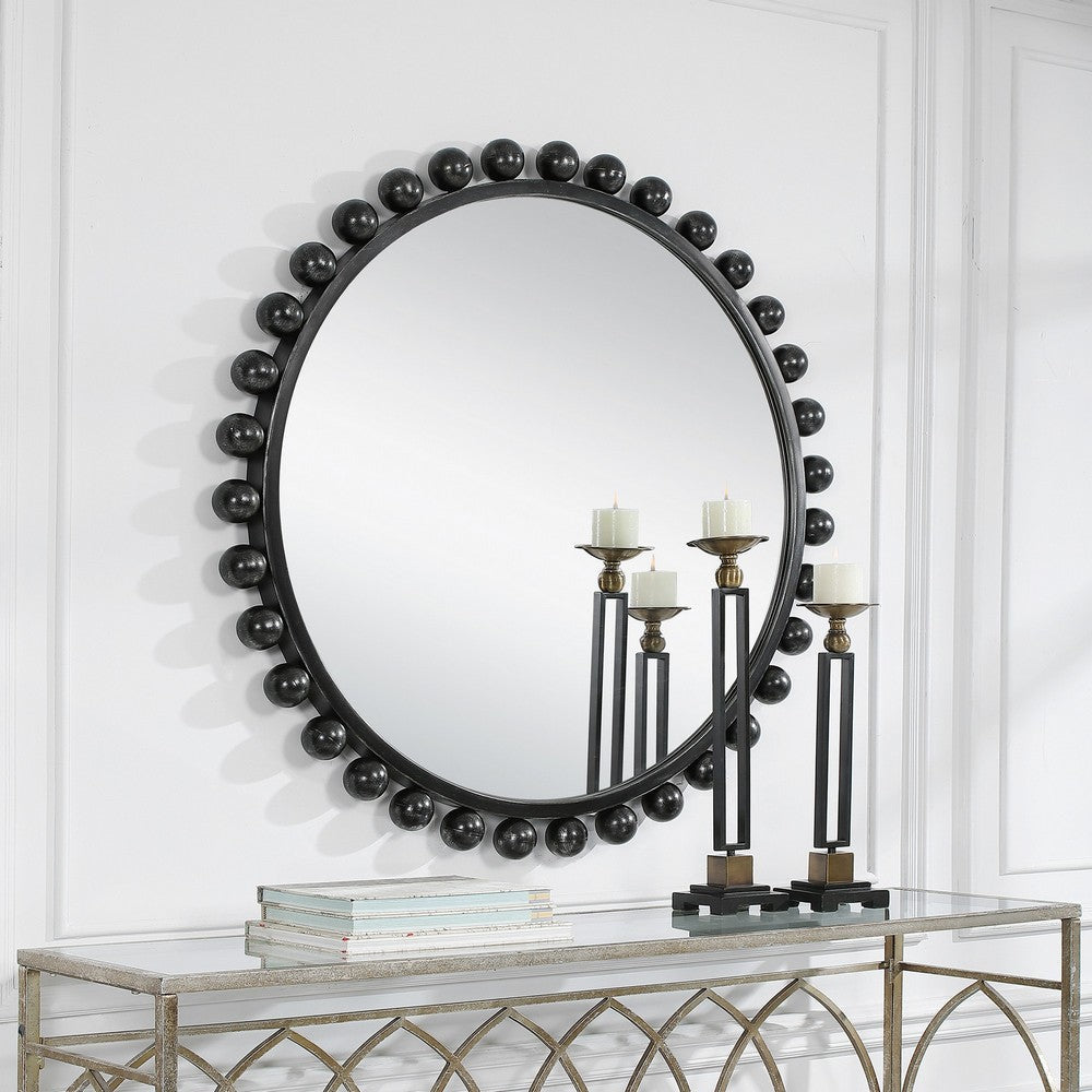 Uttermost Cyra Black Round Mirror By Casagear Home UT-09694