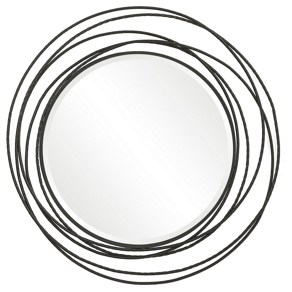 Uttermost Whirlwind Black Round Mirror By Casagear Home