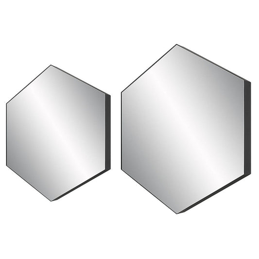 Uttermost Amaya Black 23 1/4" x 20 1/4" Hexagon Wall Mirrors Set of 2