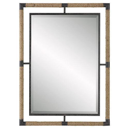 Uttermost 09769 Melville - Iron and Rope Mirror-38 Inches Tall and 28 Inches Wide