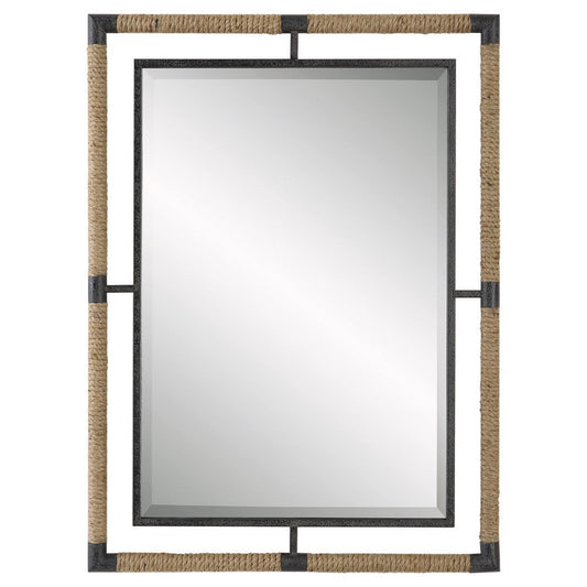 Uttermost 09769 Melville - Iron and Rope Mirror-38 Inches Tall and 28 Inches Wide