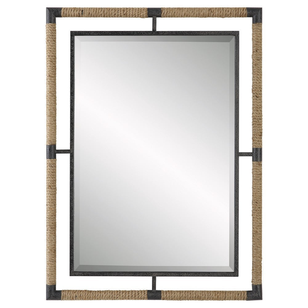 Uttermost 09769 Melville - Iron and Rope Mirror-38 Inches Tall and 28 Inches Wide