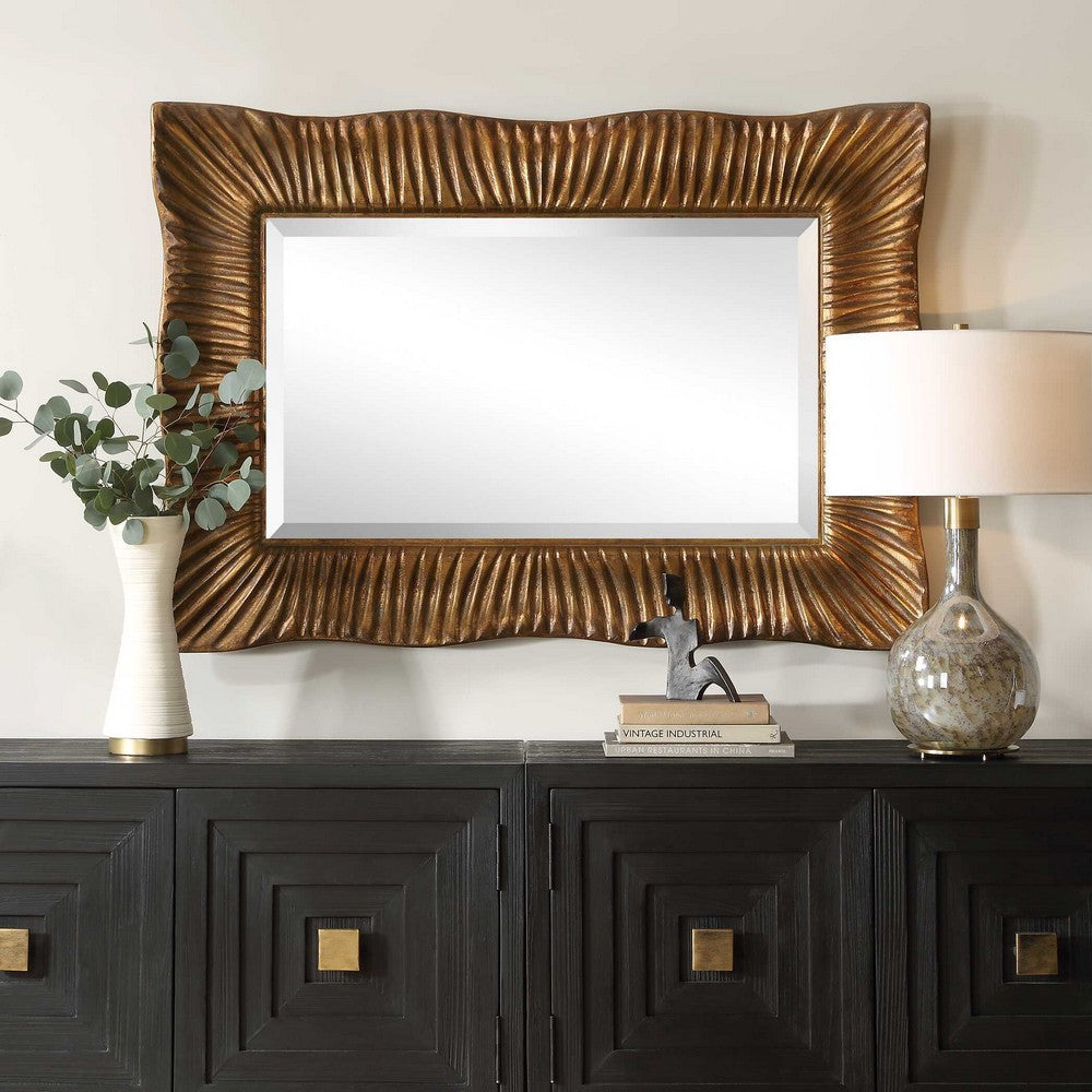 Uttermost Emerson Scalloped Antique Gold Mirror UT-09971