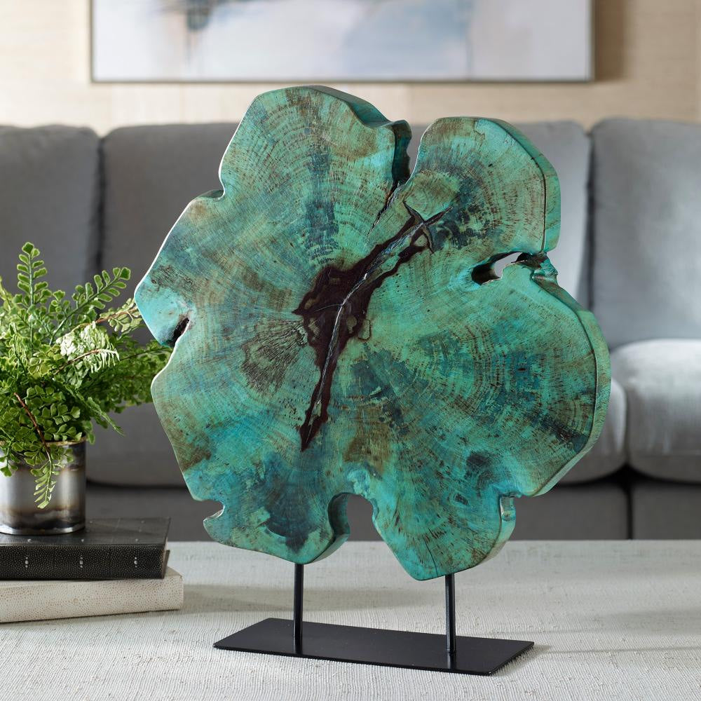 Uttermost 17125 Bahati Wood - Sculpture-22.8 Inches Tall and 19.7 Inches Wide, Finish Color: Blue/Green/Black