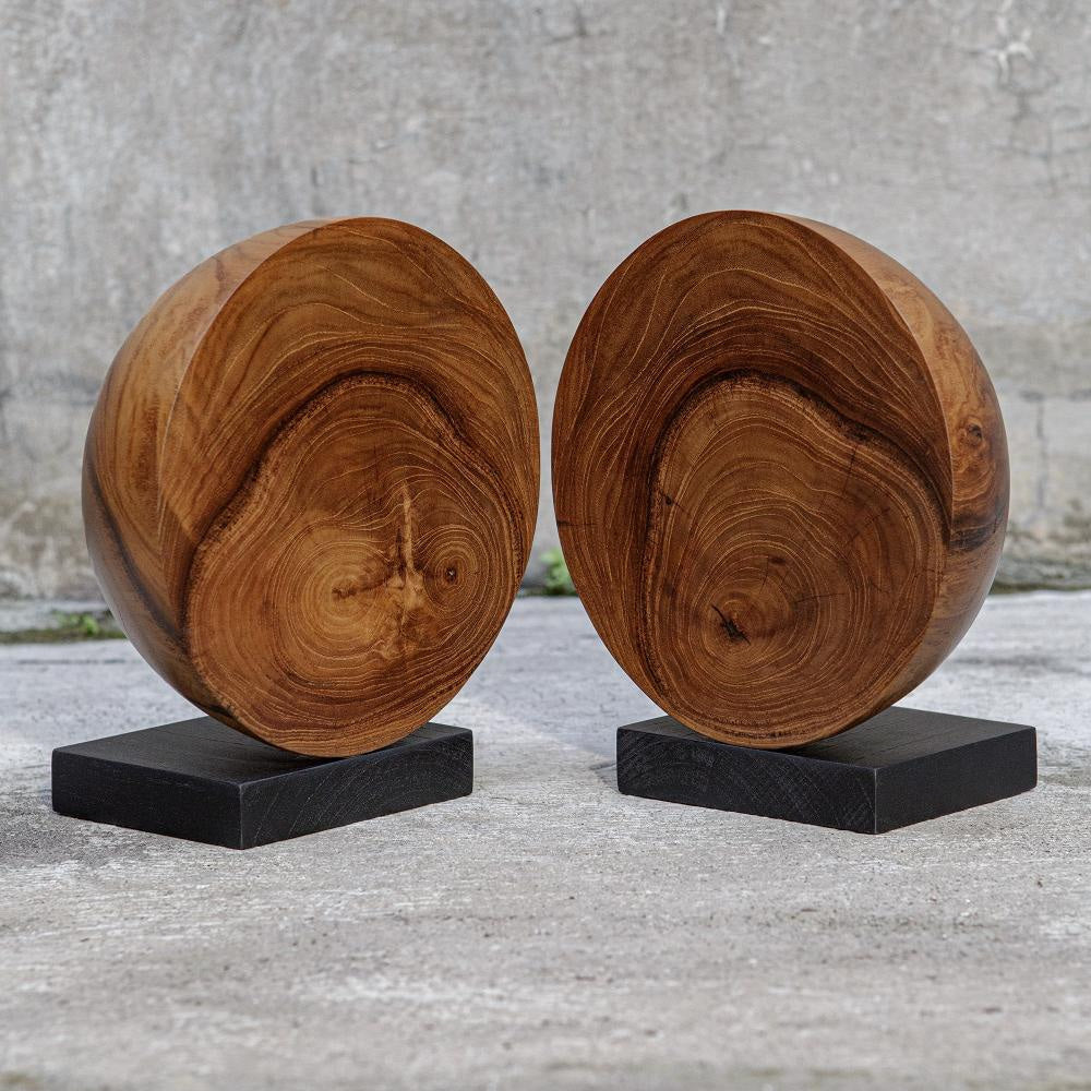 Uttermost 17128 Teak And Noir - Bookend (Set of 2)-9 Inches Tall and 8 Inches Wide UT-17128