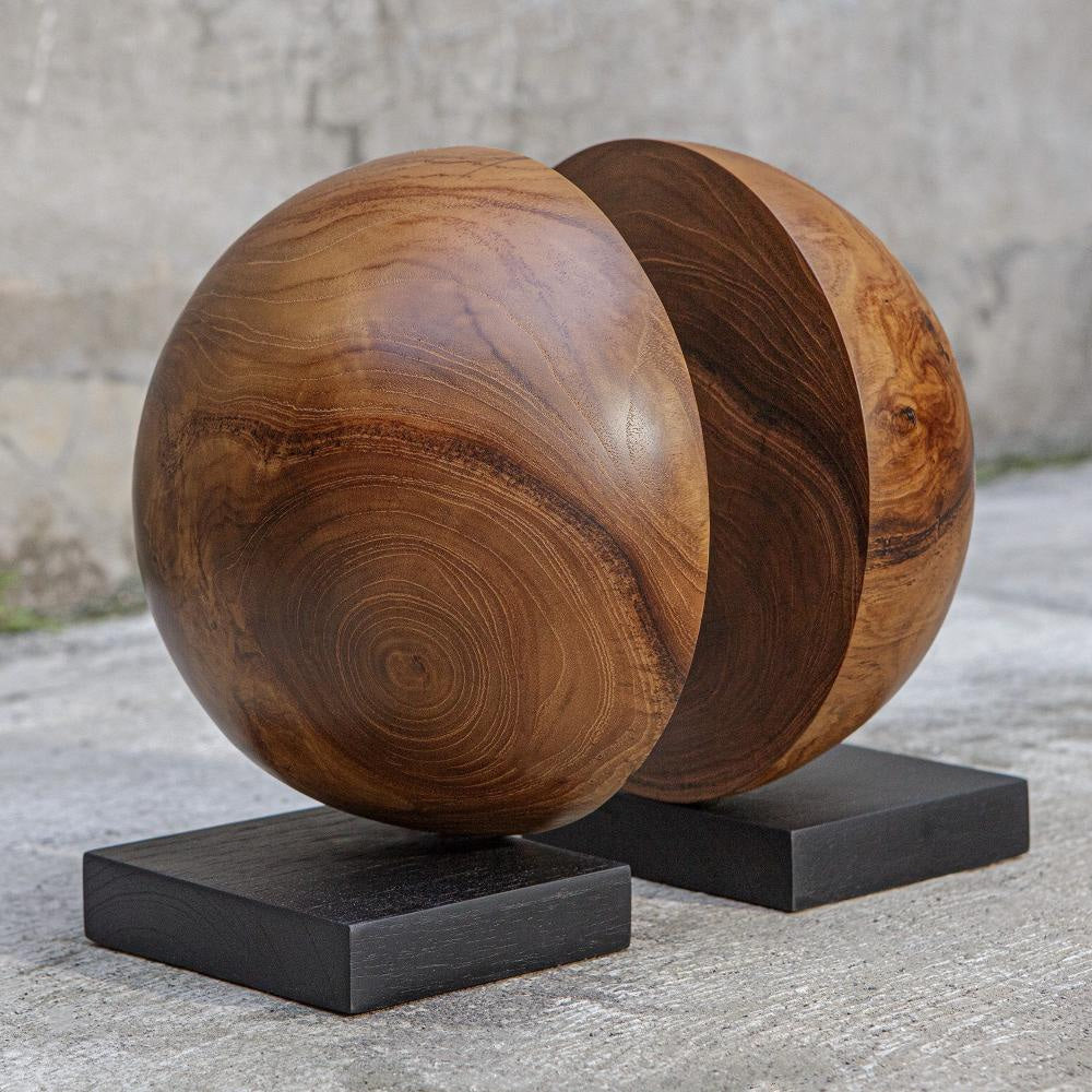 Uttermost 17128 Teak And Noir - Bookend (Set of 2)-9 Inches Tall and 8 Inches Wide