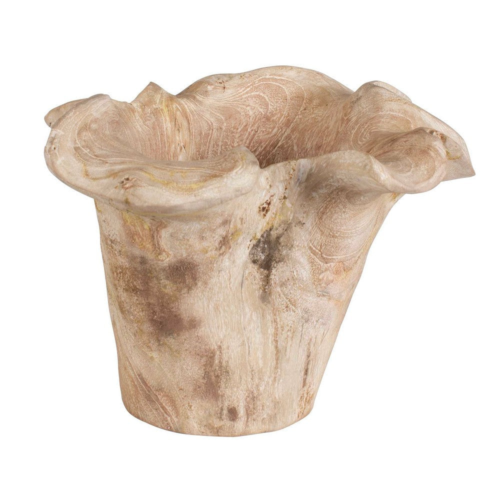 Uttermost Teak Flow White Wash Outdoor Bowl