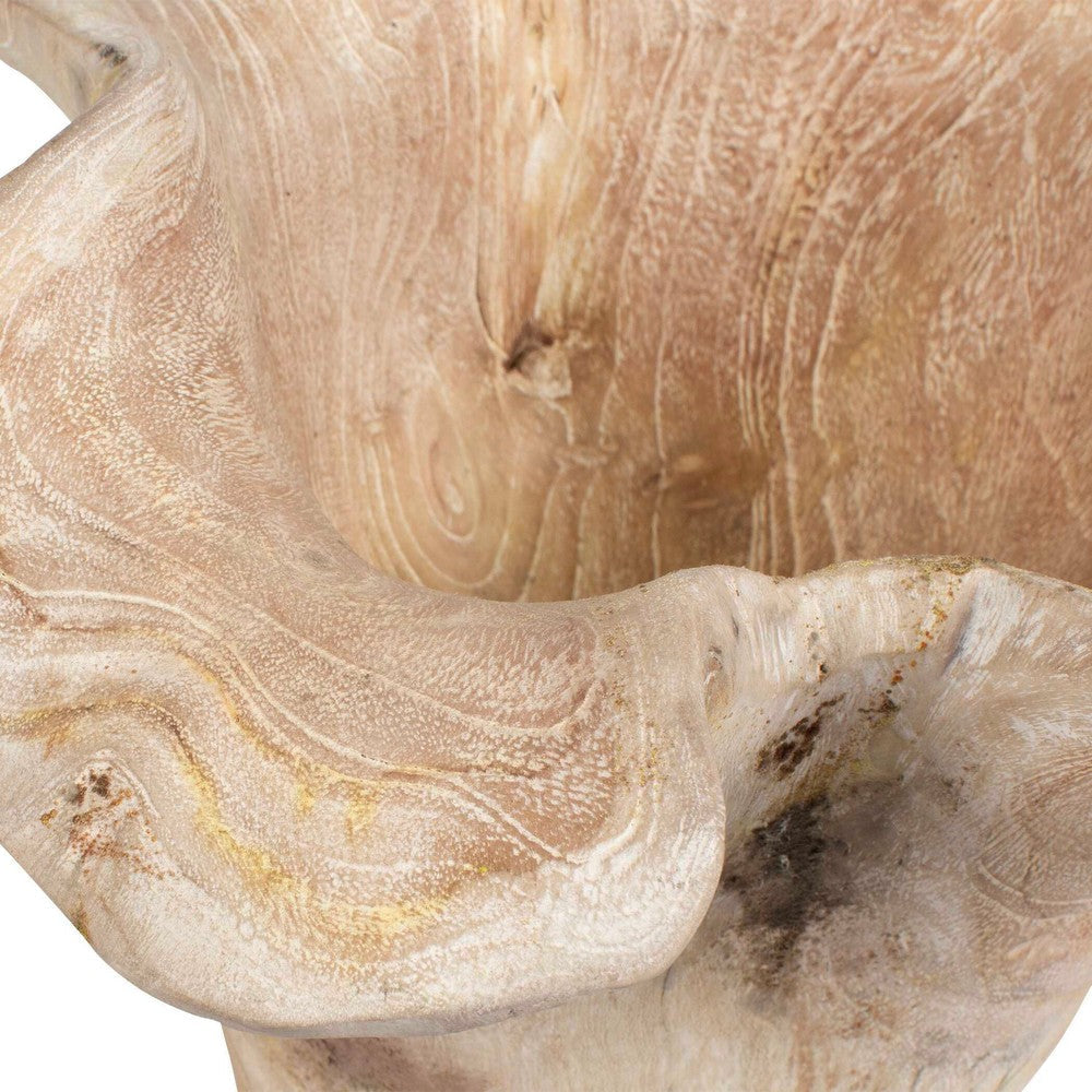 Uttermost Teak Flow White Wash Outdoor Bowl