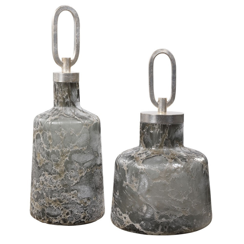 Uttermost 17840 23 x 19 x 14 in. Storm Art Glass Bottles, Set of 2