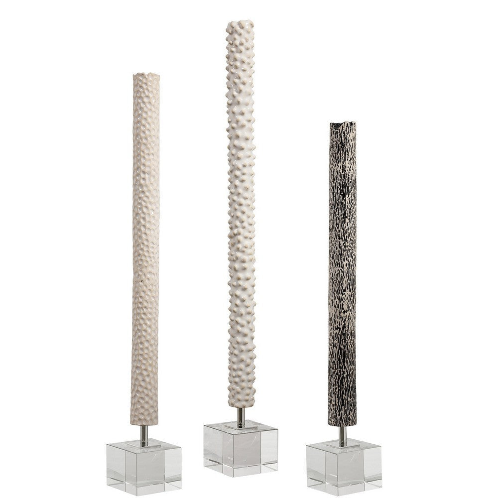 Uttermost 17869 28 x 9.25 x 9 in. Makira Cylindrical Sculptures, Set of 3