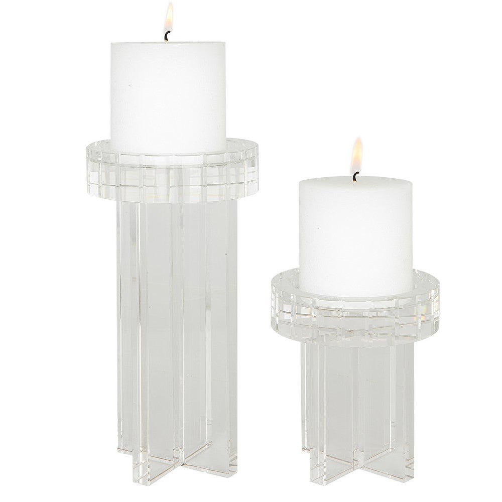 Uttermost 18054 Crystal - Candleholder (Set of 2)-8.5 Inches Tall and 4.38 Inches Wide