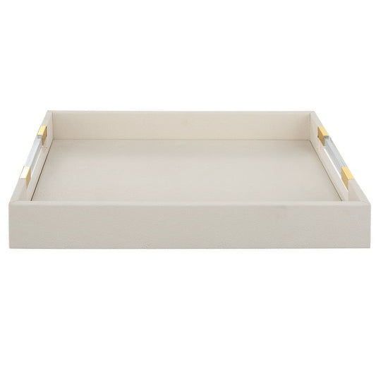 Wessex - Decorative Tray-2.63 Inches Tall and 19 Inches Wide-White Shagreen/Brass Finish