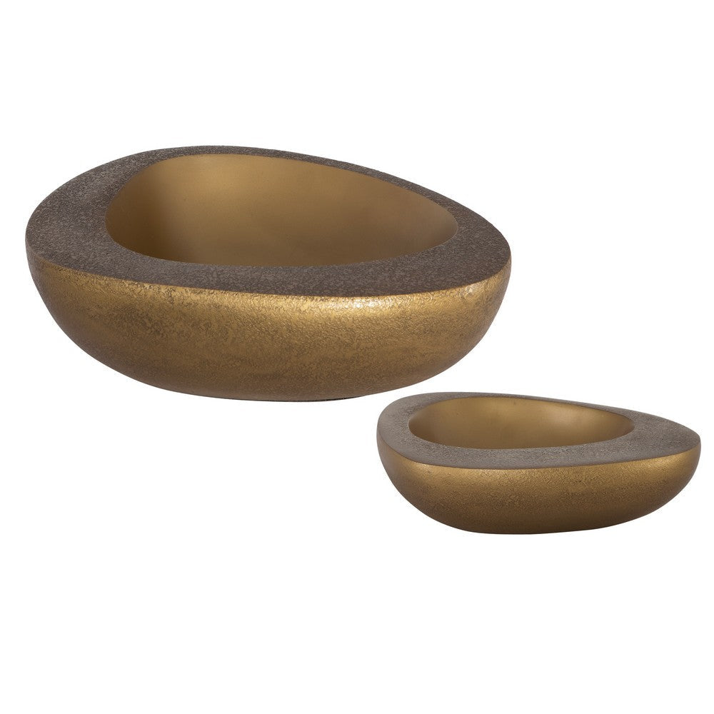 Uttermost 18081 15 x 5 x 12 in. Ovate Brass Bowls - Set of 2