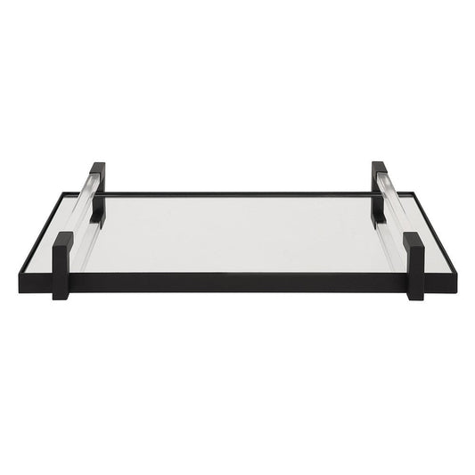 Deki - Mirrored Tray-3.13 Inches Tall and 23.75 Inches Wide-Matte Black Finish