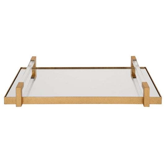 Deki - Mirrored Tray-3.13 Inches Tall and 23.75 Inches Wide-Gold Leaf Finish