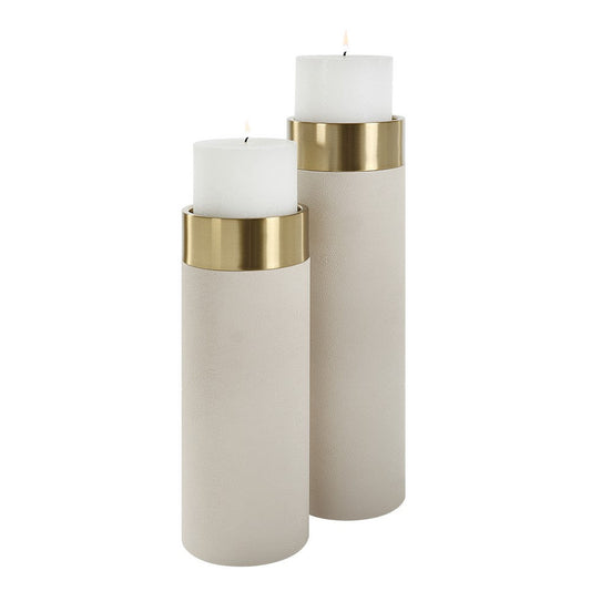 Uttermost Wessex White Pillar Candleholders Set Of 2 By Casagear Home