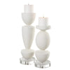 Uttermost Lido White Stone Candleholders, Set/2 By Casagear Home