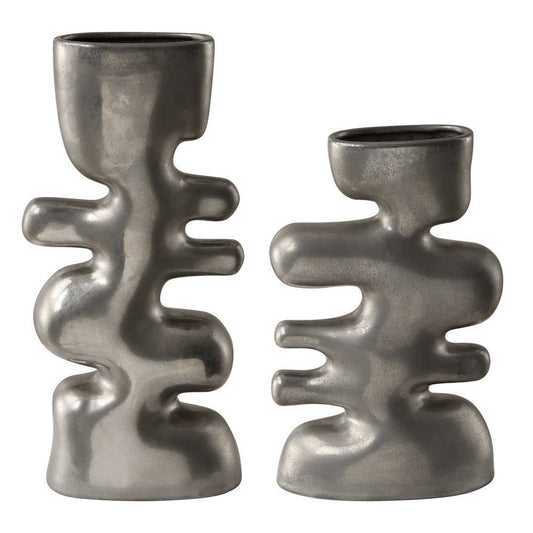 Uttermost Free Flowing Nickel Vases Set/2
