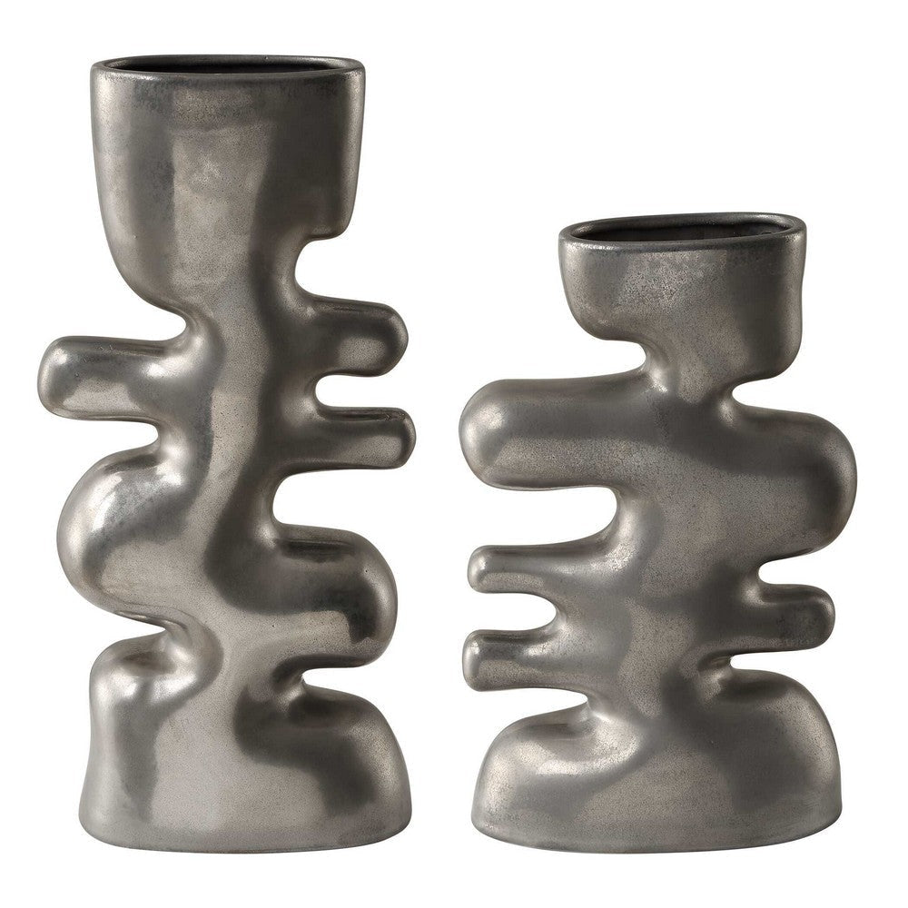 Uttermost Free Flowing Nickel Vases Set/2