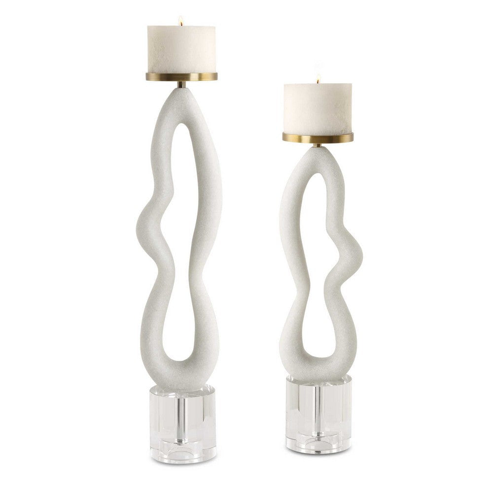 Uttermost Feamelo Ivory Stone Candleholders Set/2 UT-18160