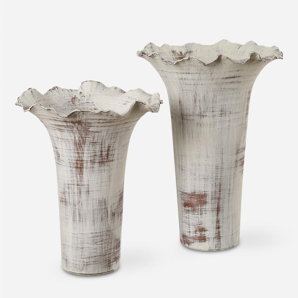 Uttermost 18174 Ruffled Petal - Vase (Set of 2)-16 Inches Tall and 11 Inches Wide UT-18174