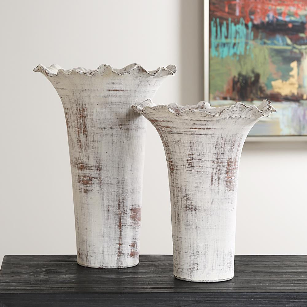 Uttermost 18174 Ruffled Petal - Vase (Set of 2)-16 Inches Tall and 11 Inches Wide