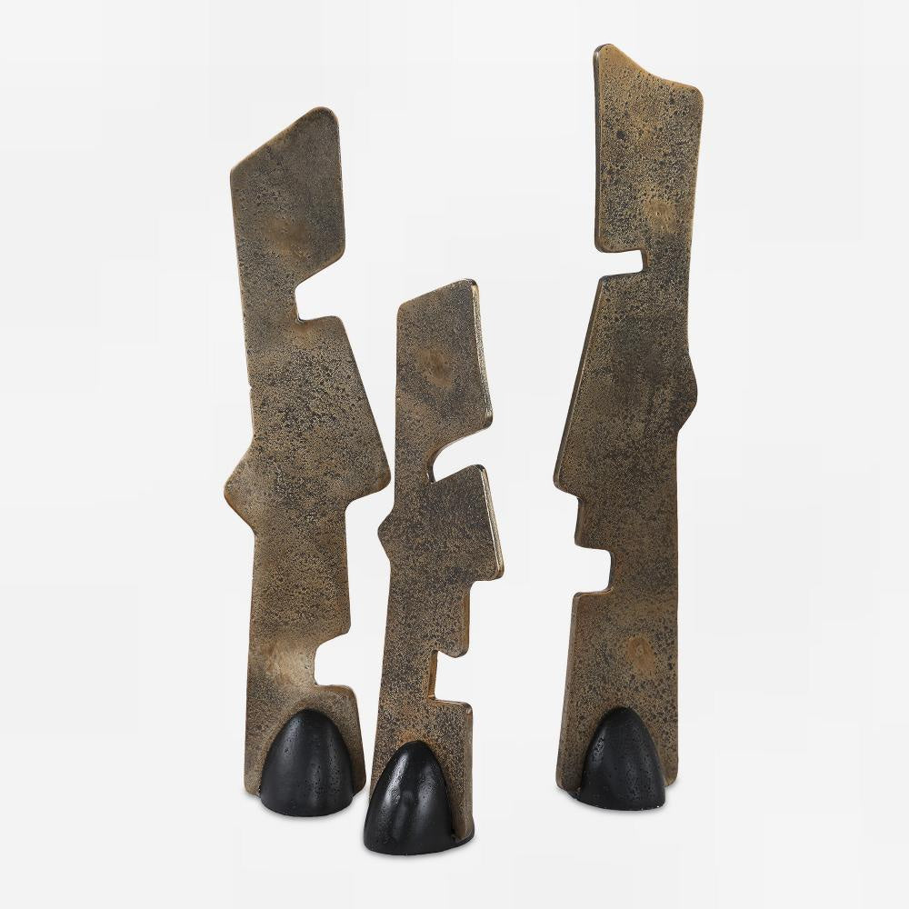Uttermost 18197 Geometric Echoes - Sculpture (Set of 3)-18 Inches Tall and 4 Inches Wide UT-18197