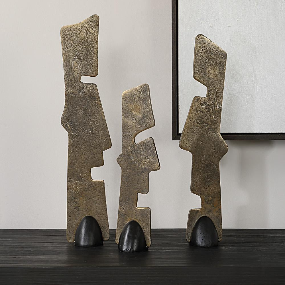 Uttermost 18197 Geometric Echoes - Sculpture (Set of 3)-18 Inches Tall and 4 Inches Wide
