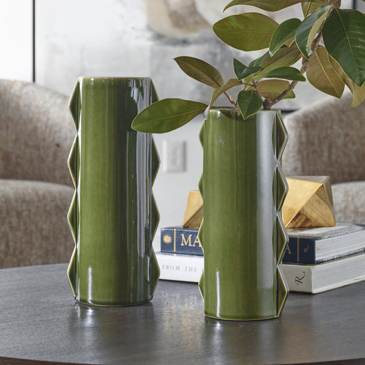 Uttermost Meander Green Vases, Set/2