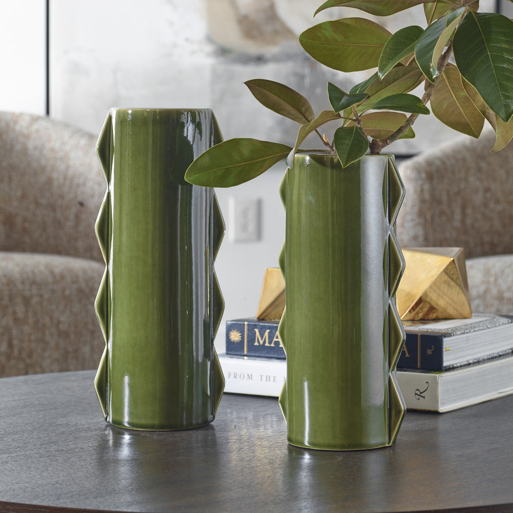 Uttermost Meander Green Vases, Set/2