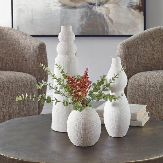 Uttermost Forma White Ceramic Vases, Set/3
