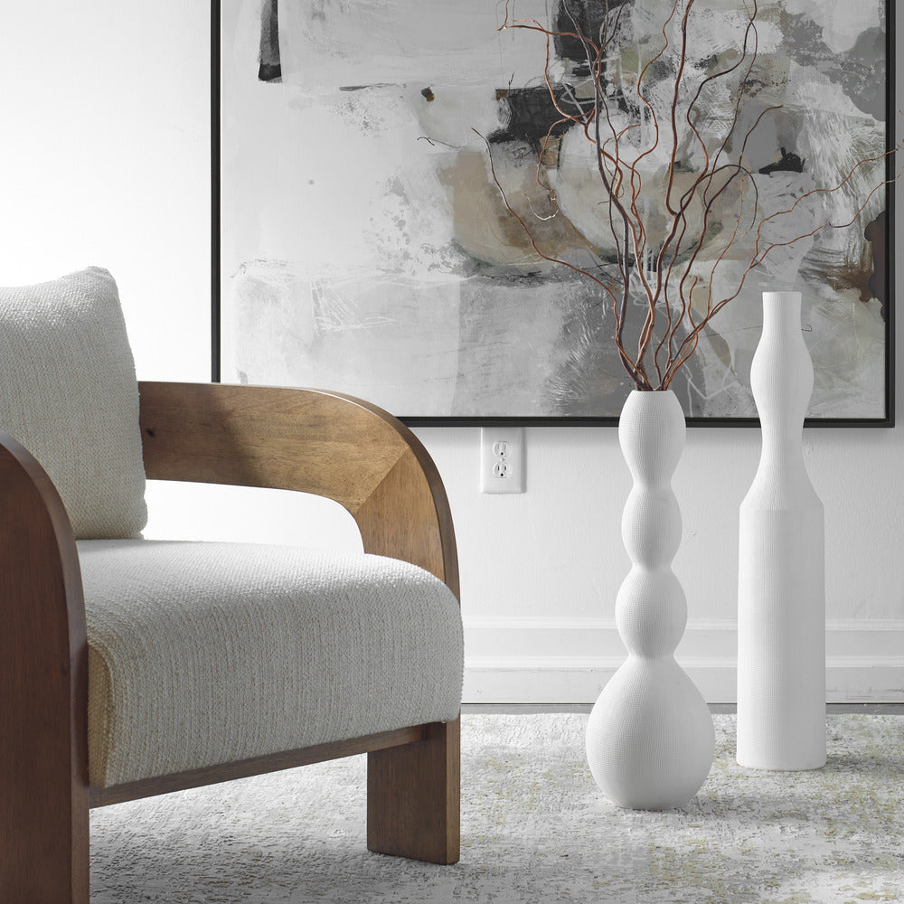 Uttermost Forma White Ceramic Vases, Large, Set/2