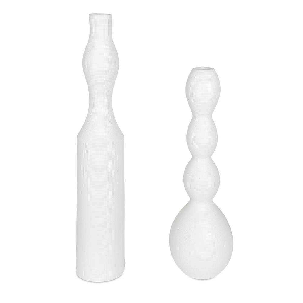Uttermost Forma White Ceramic Vases, Large, Set/2