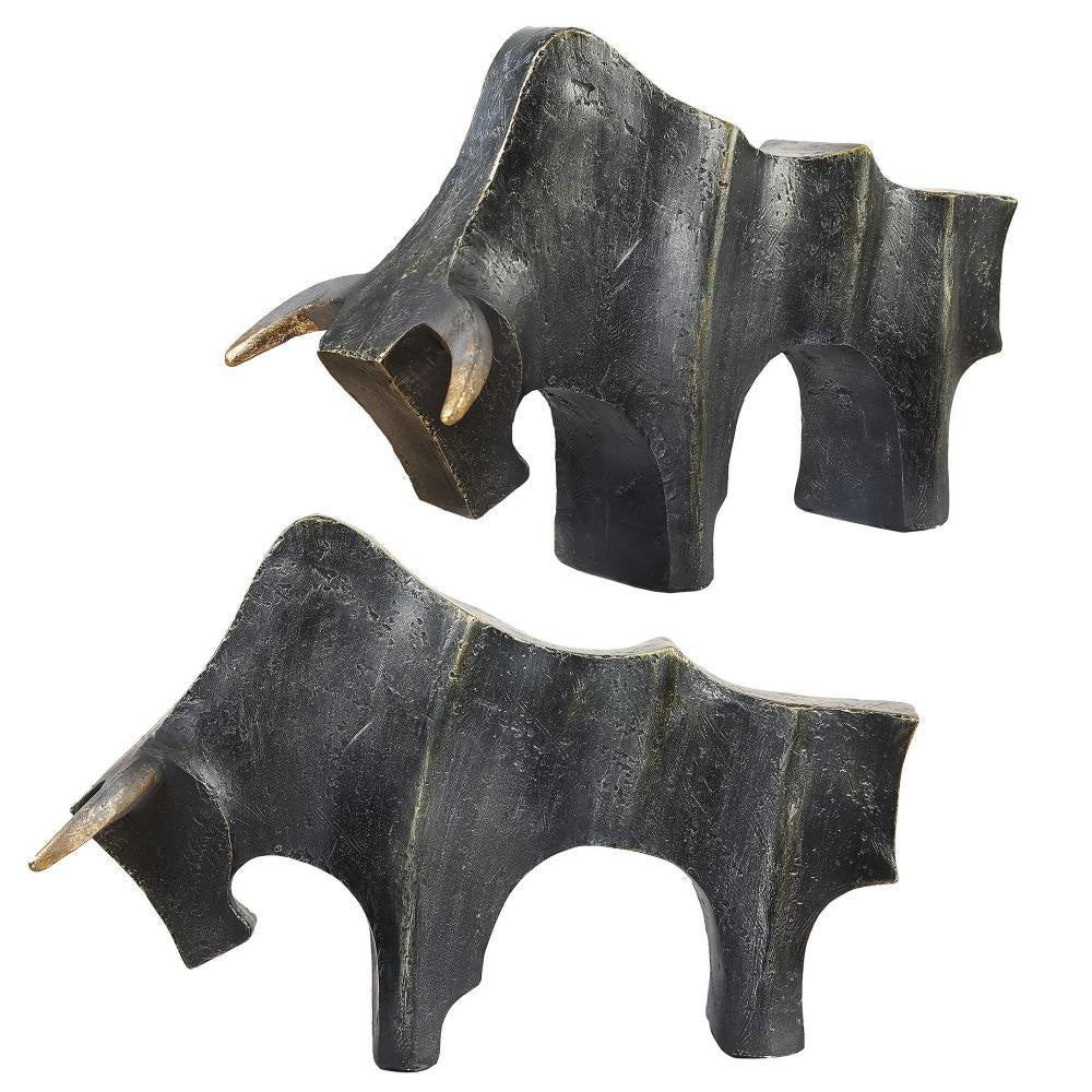 Uttermost 18227 Regal Bull - Sculpture (Set of 2)-9.5 Inches Tall and 15 Inches Wide UT-18227