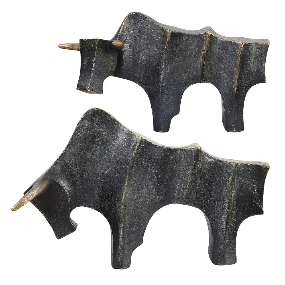 Uttermost 18227 Regal Bull - Sculpture (Set of 2)-9.5 Inches Tall and 15 Inches Wide UT-18227