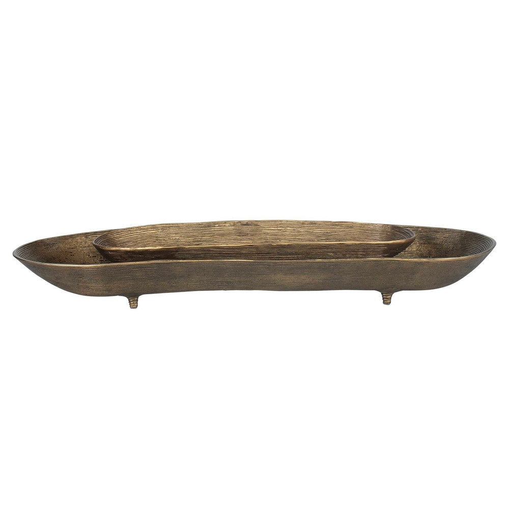 Uttermost Stratum Oval Brass Bowls Set/2