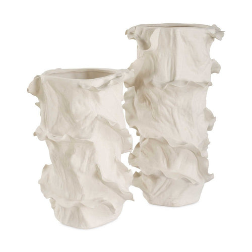 Uttermost Ripple Crest White Vases Set/2