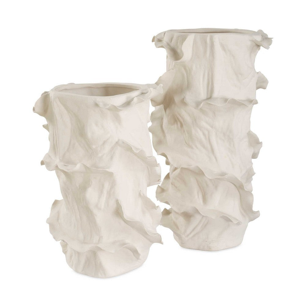Uttermost Ripple Crest White Vases Set/2