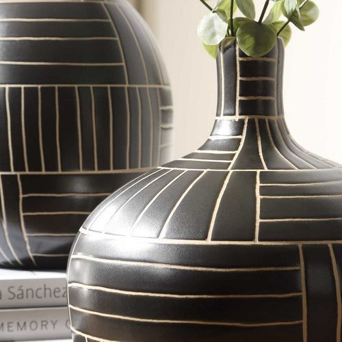 Uttermost Graphite Stride Geometric Vases Set/2