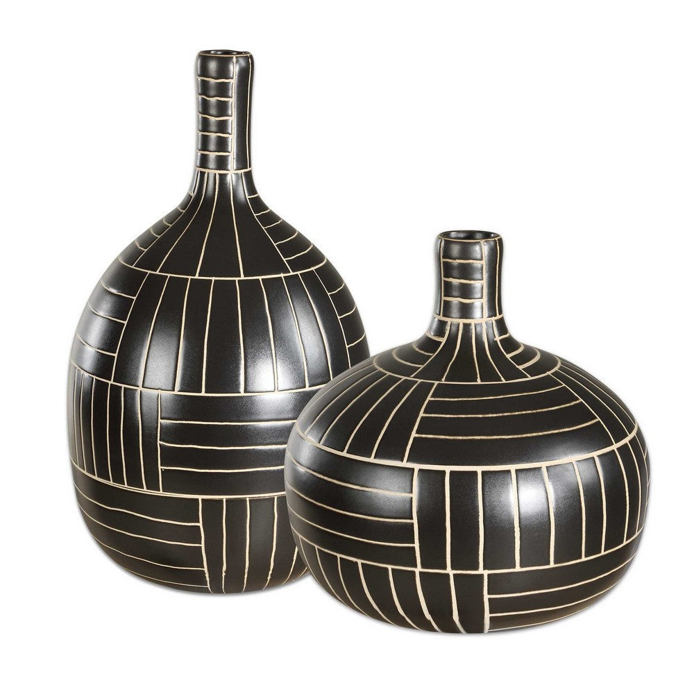 Uttermost Graphite Stride Geometric Vases Set/2 UT-18271