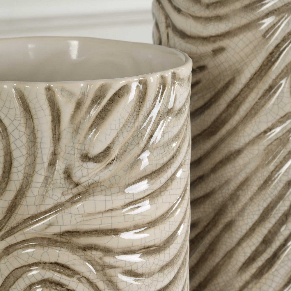 Uttermost Timber Swirl Earth Tone Vases Set/2